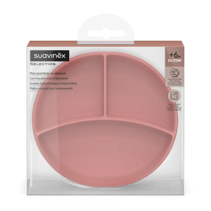 Suavinex Plato De Silicona Con Ventosa Y Divisiones, +6 Meses, Rosa - Image 2