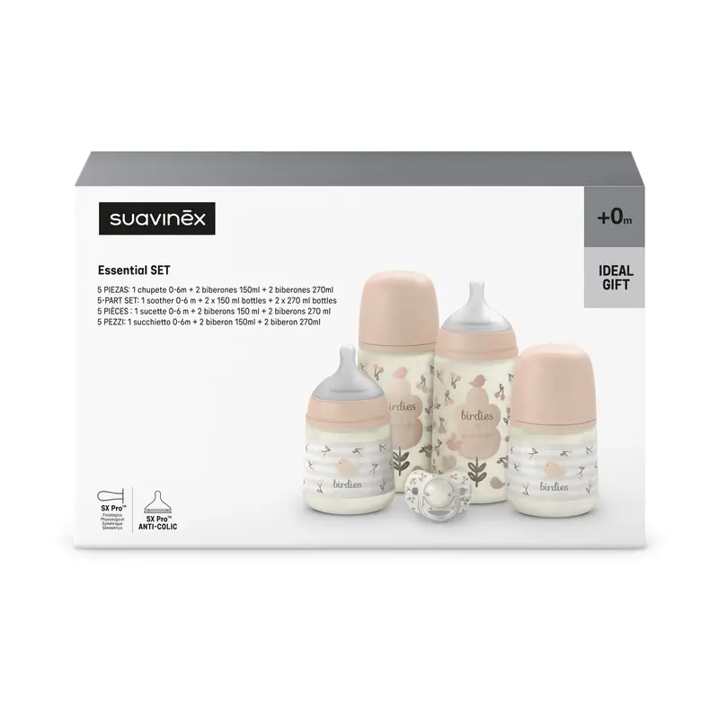 Suavinex Set Regalo Biberones Y Chupete Rosa +0M Birdies Rosa - Image 2