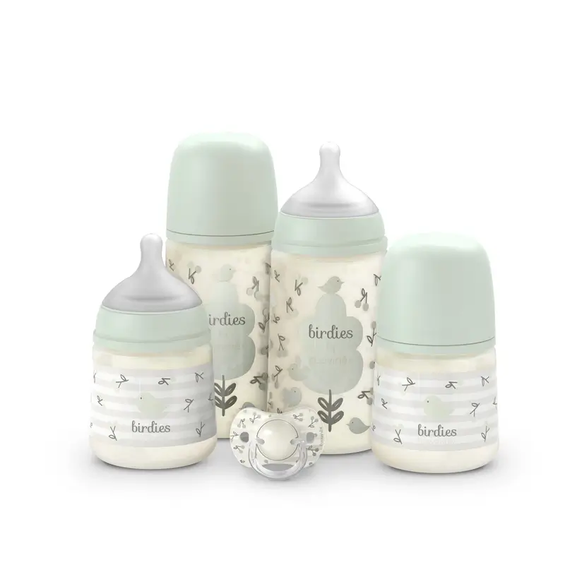 Suavinex Set Regalo Biberones Y Chupete Rosa +0M Birdies Verde