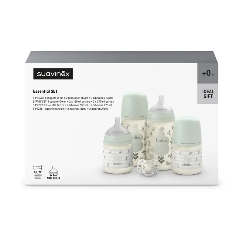 Suavinex Set Regalo Biberones Y Chupete Rosa +0M Birdies Verde - Image 4