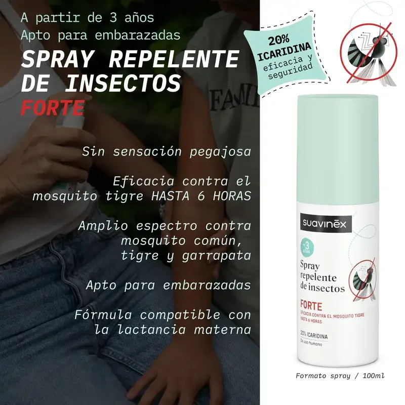 Suavinex Spray Repelente Mosquitos Forte, +3 Años Y Embarazadas, 100 Ml - Image 4