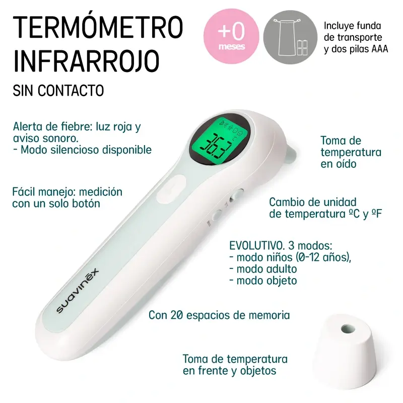 Suavinex Termómetro Infrarrojos Con Bolsa Transporte Y Pilas - Image 4