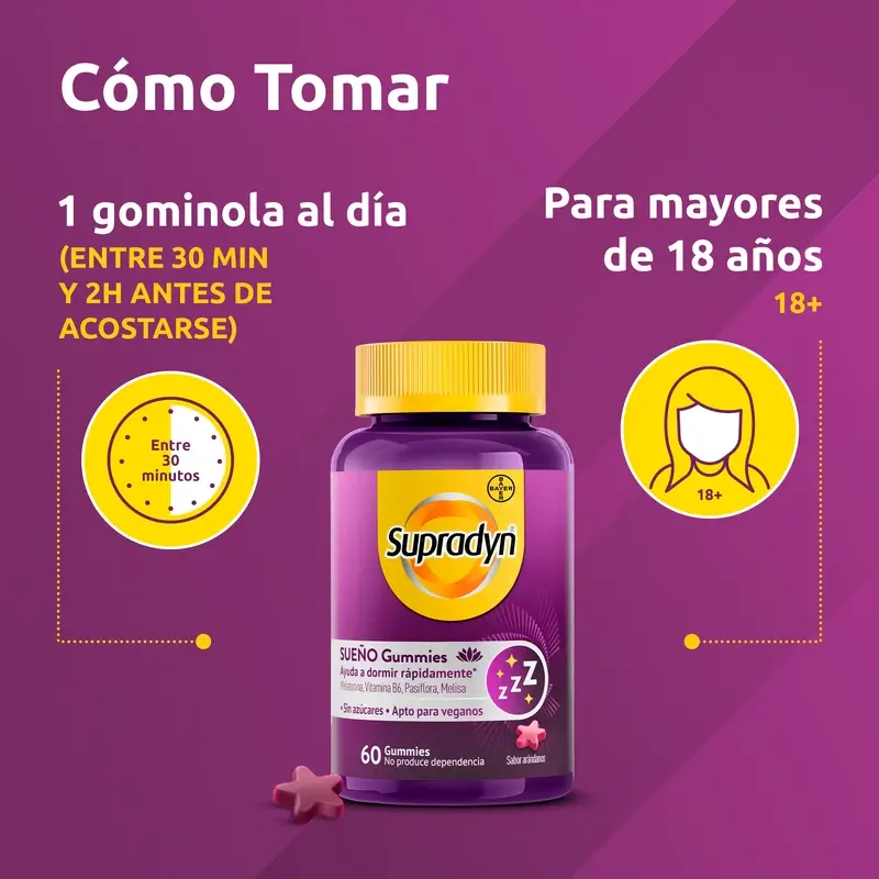 Supradyn Sueño Y Serenidad Gummies Melatonina Y Vitamina B6 , 60 caramelos de goma - Image 6