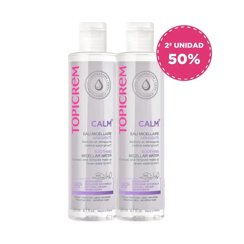 Topicrem Pack Dúo Calm+ Agua Micelar 200 Ml 2ª Ud 50 % - Image 2