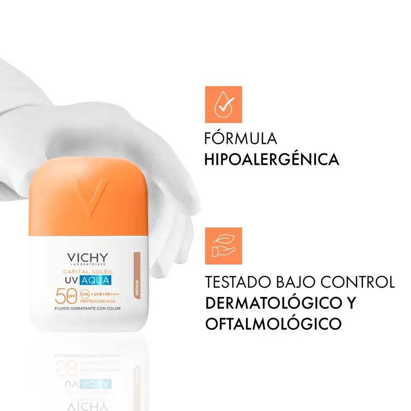Vichy Solar Uv Aqua Hydrating Fluid Spf50 Tono Medio , 50 ml - Image 7