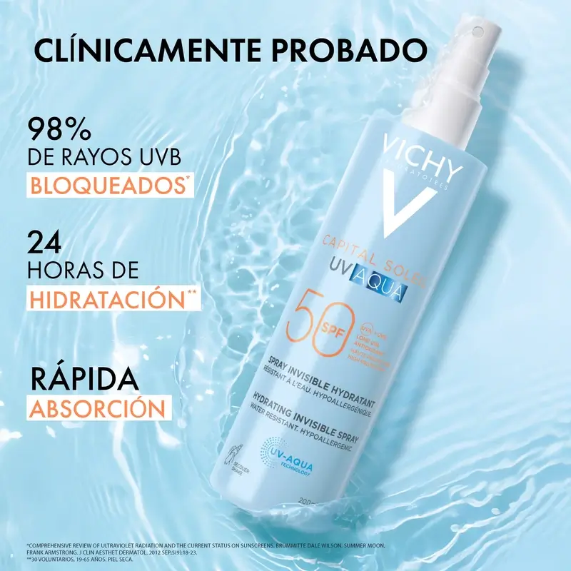 Vichy Solar Uv Aqua Spray Hidratante Invisible Spf50 , 200 ml - Image 2
