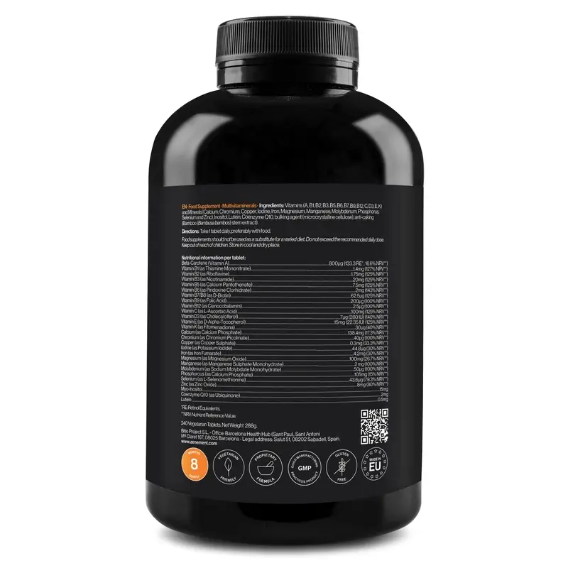 Zenement Multivitaminerals, 240 comprimidos vegetarianos - Image 3