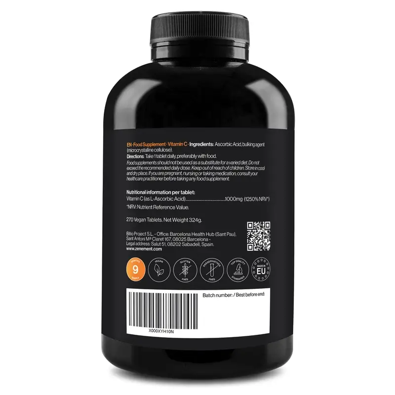 Zenement Vitamina C 1000 Mg, 270 comprimidos veganos - Image 7